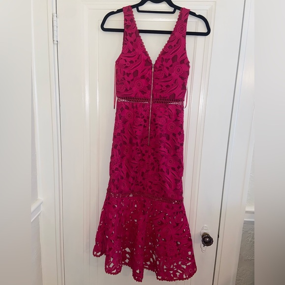 Nicholas Pink Azalia Lace Midi Dress | Size 0 - Picture 4 of 8